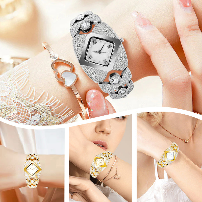 💎Ретро кварцов часовник с блестящи кристали⌚