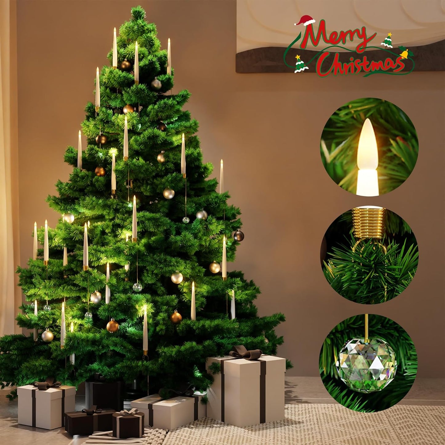 🎁🎄Прозрачна кристална топка LED коледна елха свещ🕯️
