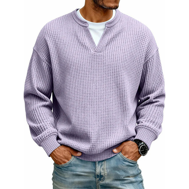 ๐ Mock-Layer Waffle Long Sleeve Tee โ Mock-Layer Neckline & Textured Waffle Finish | Perfect for Commute, City Outings & Casual Wear โจ