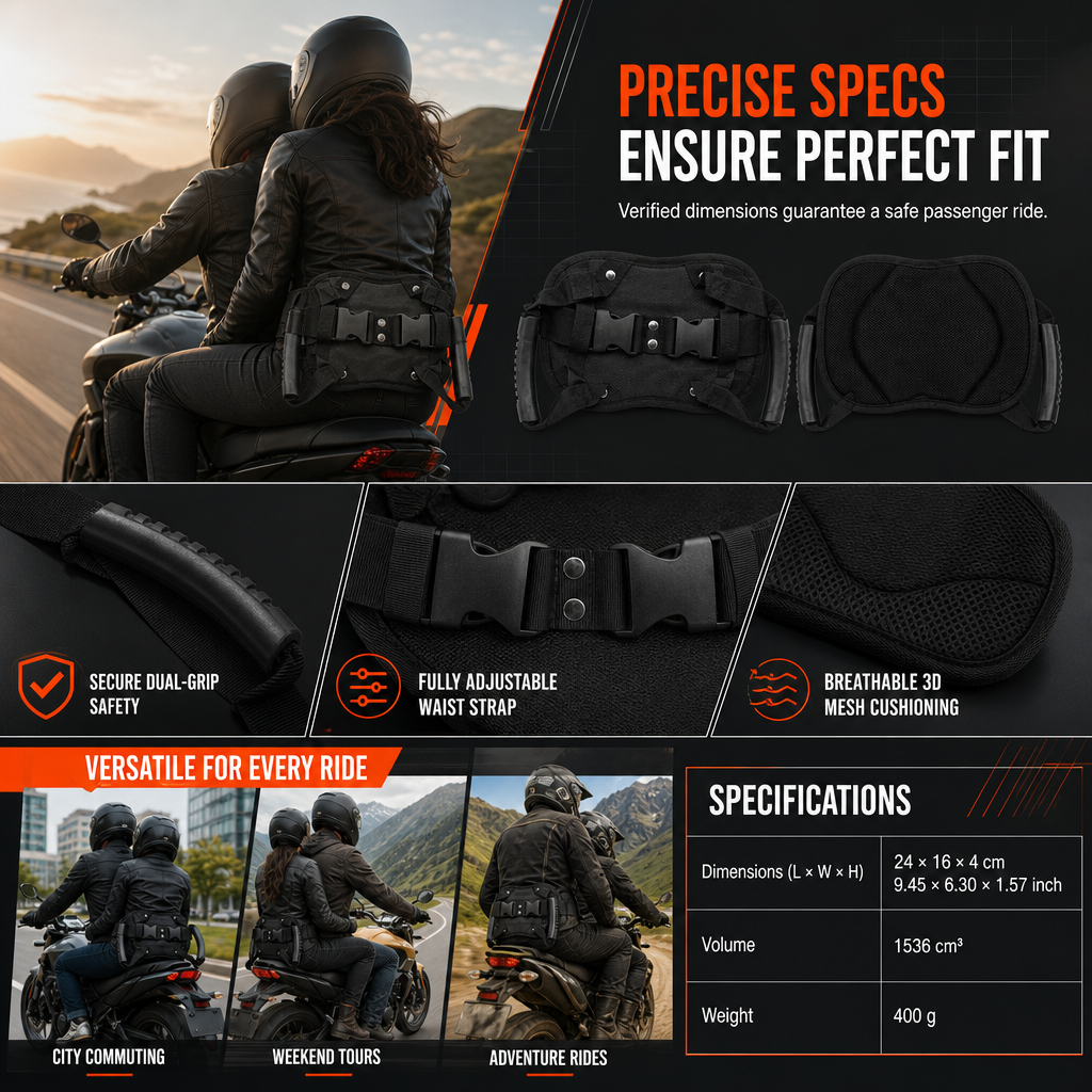 🏍️ LIMITED-TIME 50% OFF! 🛡️ Motorcycle Passenger Grab Handle Belt – Non-slip, Adjustable, Heavy-Duty ✨