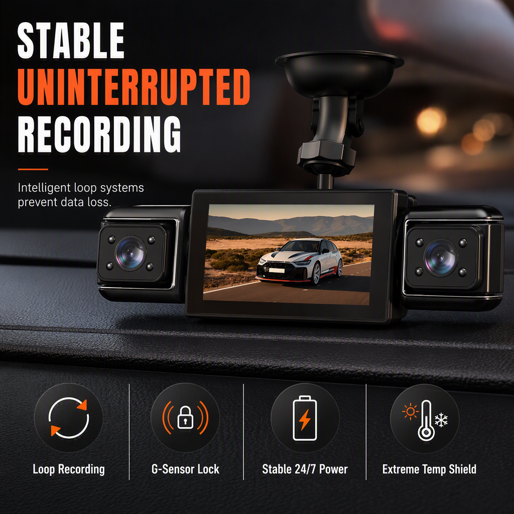 ๐๐นF100 4-Lens Car Dash Cam 1080P HD โ Infrared Night Vision & GPS Sync Recording