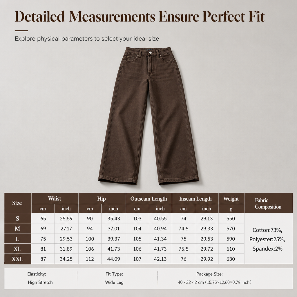 Women's Retro High Waisted Wide Leg Jeans Drapey Floor Length Denim Pants