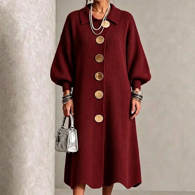 Women's Lantern Sleeve Ribbed Knit Maxi Dress