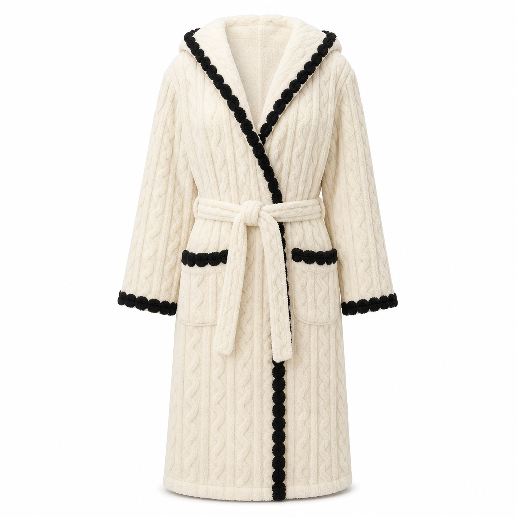 Thick Long Sleeve Knit Plush Bathrobe