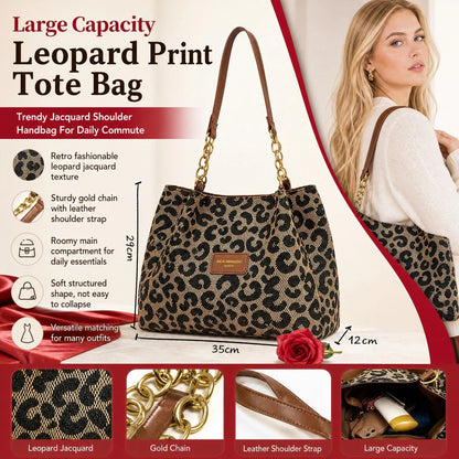 🎁2026 New Arrivals💥Last Day Sale 50% Off💥Large Capacity Tote Bag with Leopard Print