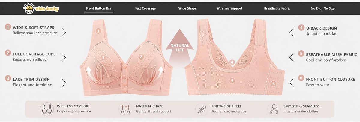 Women's Front-Closure Wire-Free Cotton Support Bra