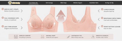 Women's Front-Closure Wire-Free Cotton Support Bra