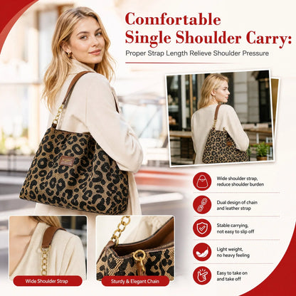 🎁2026 New Arrivals💥Last Day Sale 50% Off💥Large Capacity Tote Bag with Leopard Print