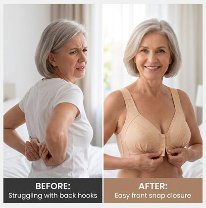 Women's Front-Closure Wire-Free Cotton Support Bra