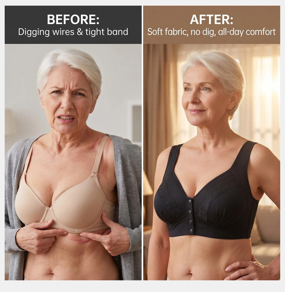 Women's Front-Closure Wire-Free Cotton Support Bra