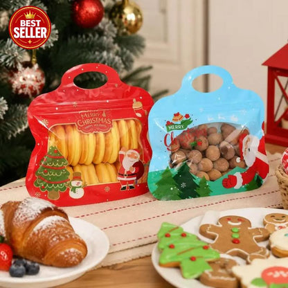 🍬Easy Fill, Easy Seal🎁 Festive Self-Seal Treat Bags – Santa & Snowman Print | Resealable, Food-Safe & Perfect for Cookies, Chocolates & Little Gifts 🎅