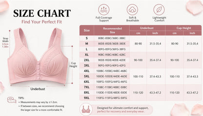 Women's Front-Closure Wire-Free Cotton Support Bra