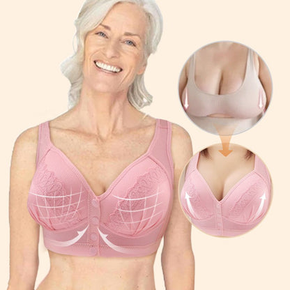 Women's Front-Closure Wire-Free Cotton Support Bra