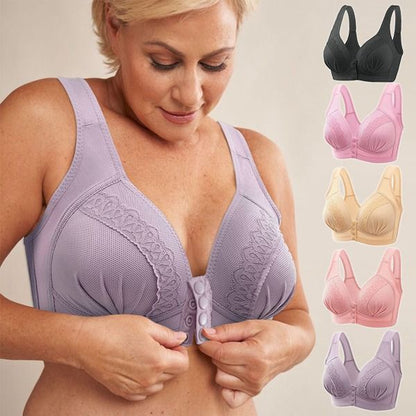 Women's Front-Closure Wire-Free Cotton Support Bra