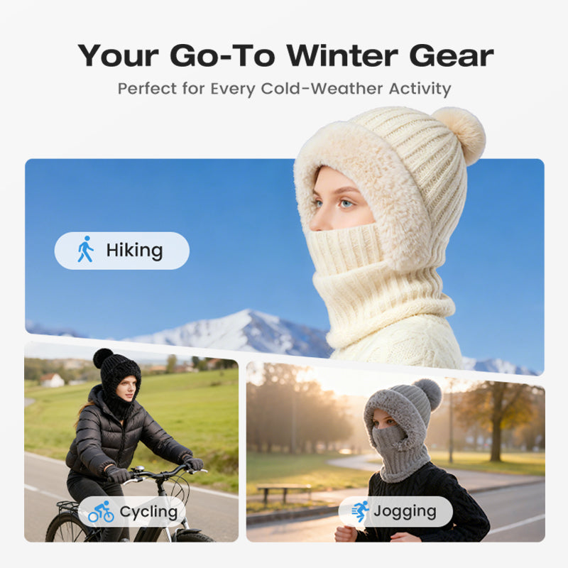 🔥Women's Winter One-Piece Knitted Beanie Scarf Mask