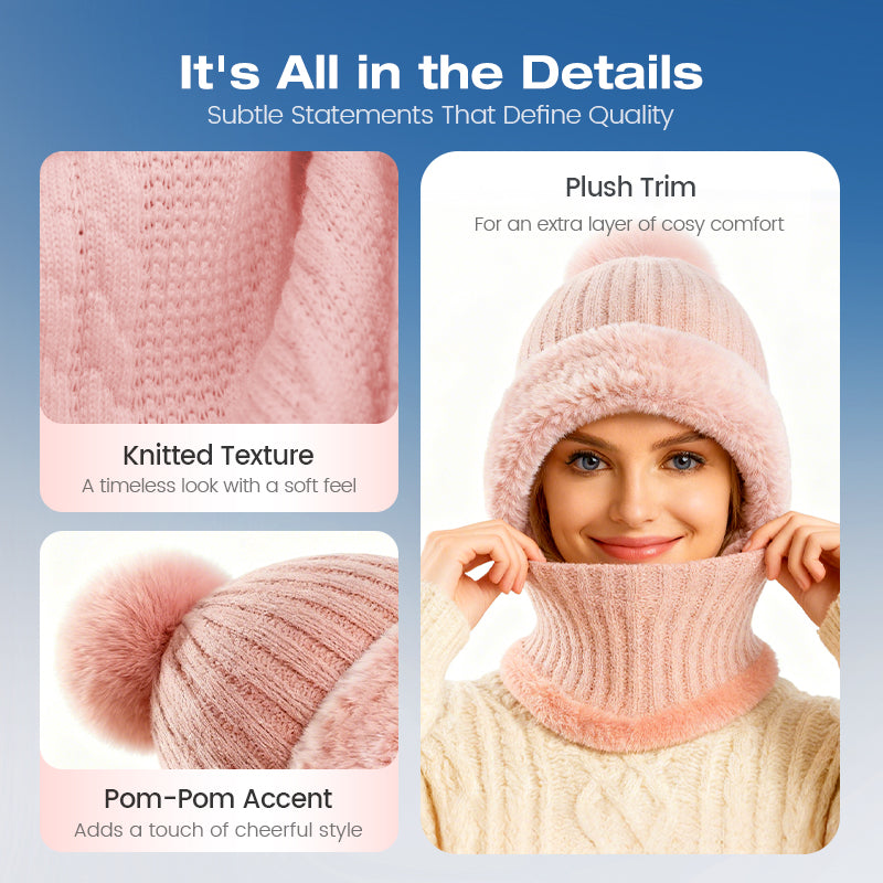 🔥Women's Winter One-Piece Knitted Beanie Scarf Mask