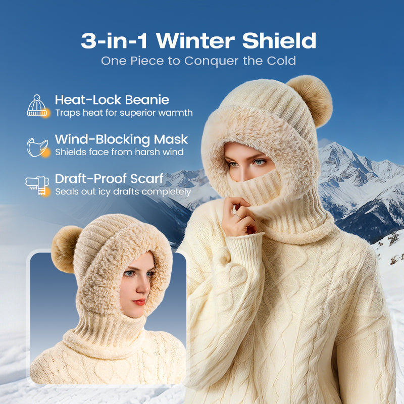🔥Women's Winter One-Piece Knitted Beanie Scarf Mask