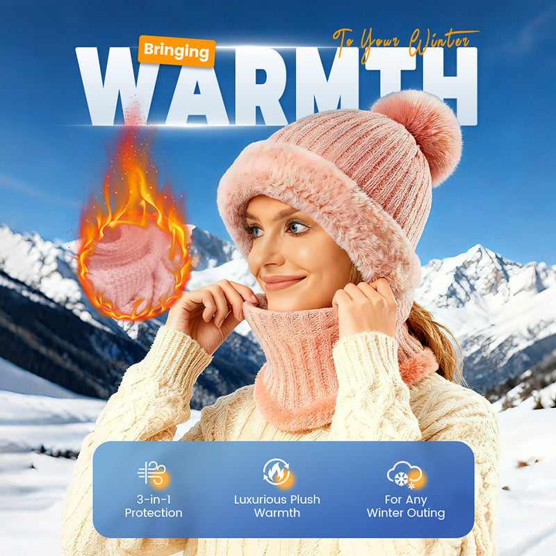 🔥Women's Winter One-Piece Knitted Beanie Scarf Mask