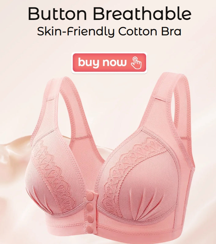 Women's Front-Closure Wire-Free Cotton Support Bra