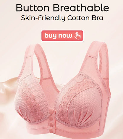 Women's Front-Closure Wire-Free Cotton Support Bra