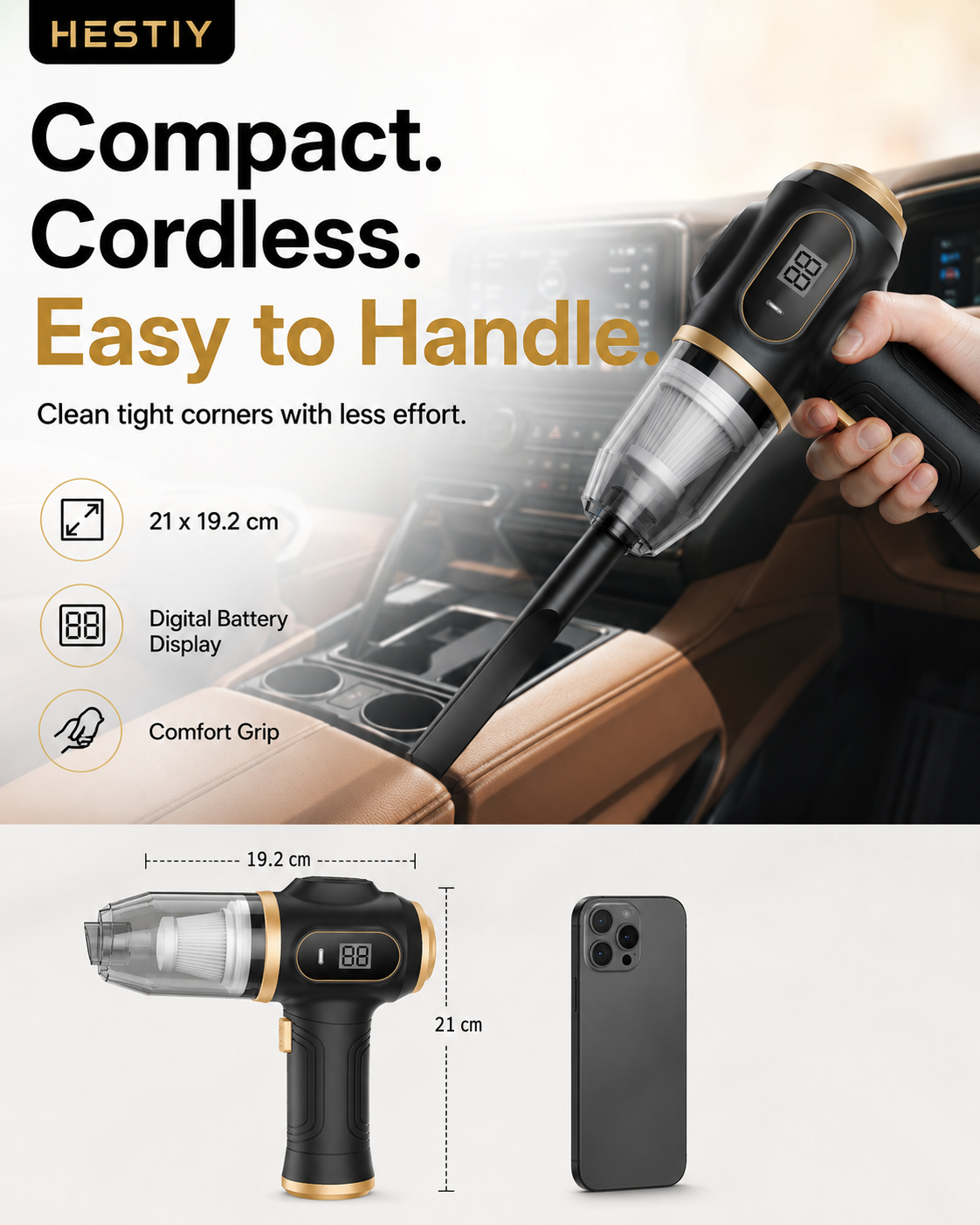 🚗 Cordless 4-in-1 Car Vacuum – 12000Pa Suction 💨