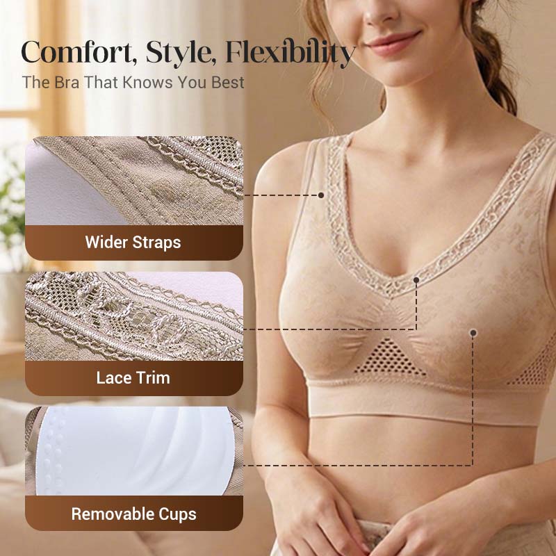 ✨ 1+1 FREE! 💕 2-Pack Pure Cotton Comfort Bras – Soft Support, No Buttons, All-Day Comfort 🌸