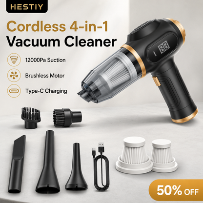 🚗 Cordless 4-in-1 Car Vacuum – 12000Pa Suction 💨