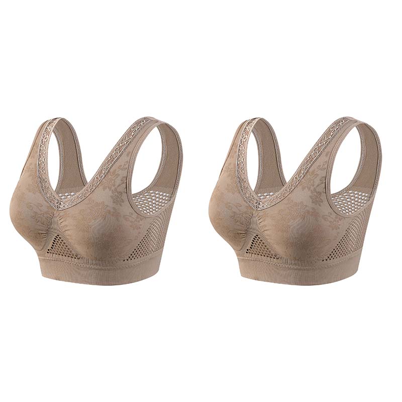 ✨ 1+1 FREE! 💕 2-Pack Pure Cotton Comfort Bras – Soft Support, No Buttons, All-Day Comfort 🌸