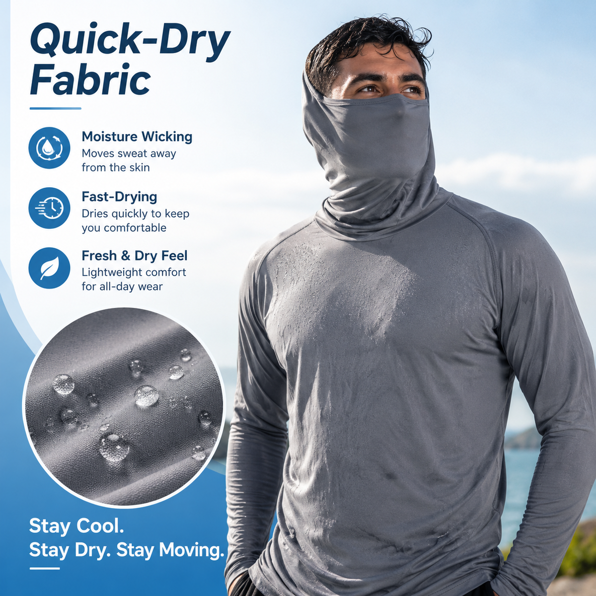 🥳SUMMER HOT SALE🥳💞50K+ SOLD!💥50% OFF! 🔥 Men's Lightweight Quick-Dry UV Protection Hoodie – Built-in Face Cover, 4-Way Stretch & Sweat-Wicking 💨