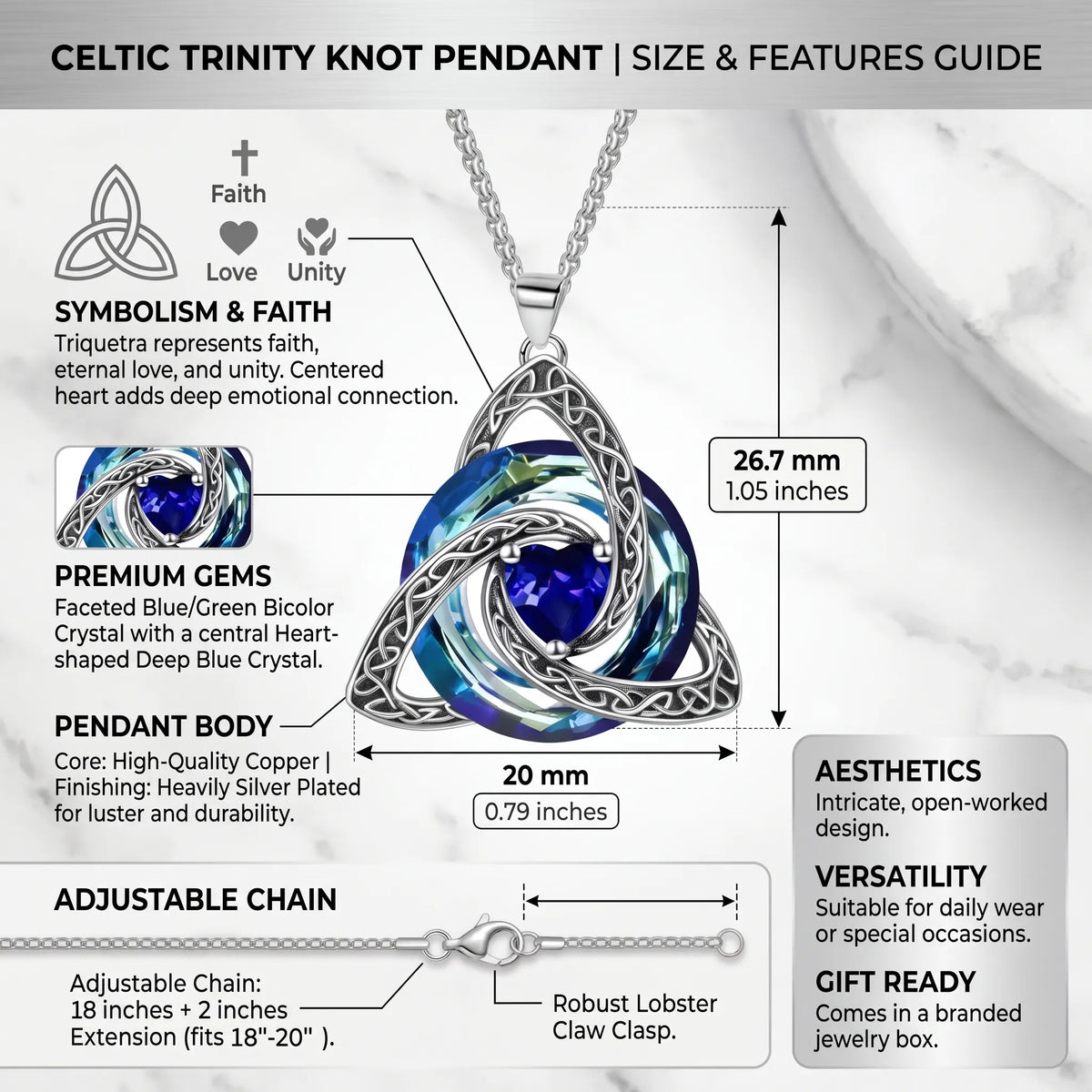 🌲Xmas Hot Sales - 50% off💝Birthstone Celtic Knot Necklace for Women