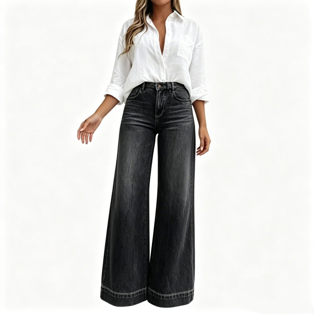 ✨ Vintage Wide-Leg Jeans 💙 High Waist Comfort & Timeless Style
