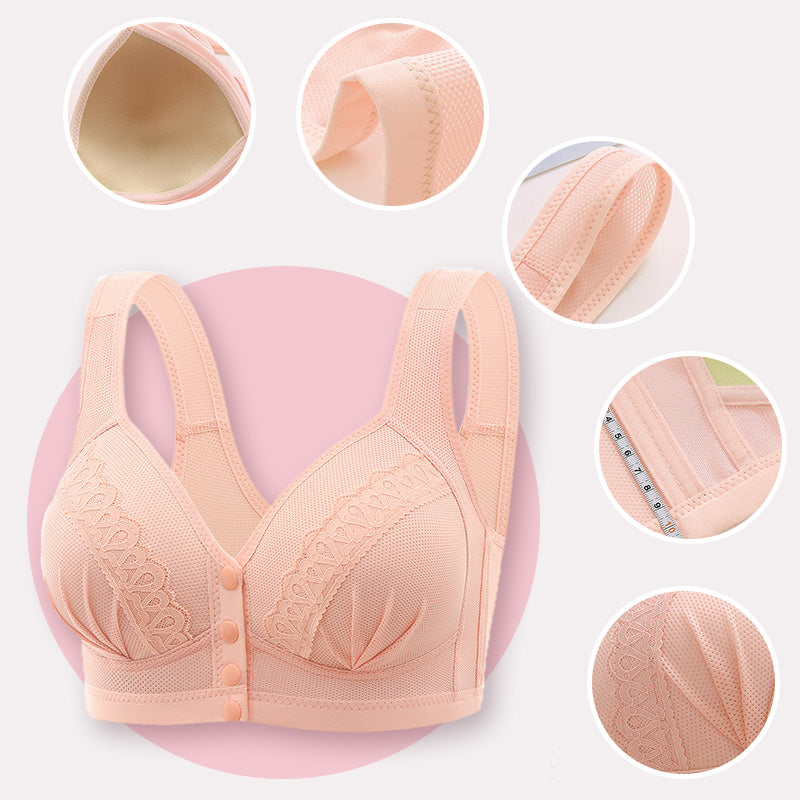 Women's Front-Closure Wire-Free Cotton Support Bra