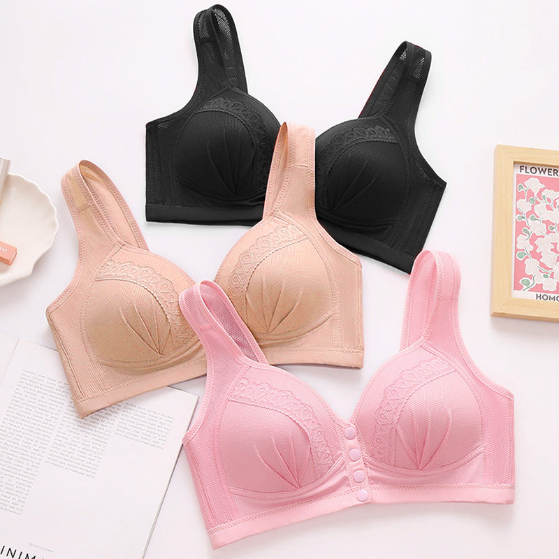 Women's Front-Closure Wire-Free Cotton Support Bra