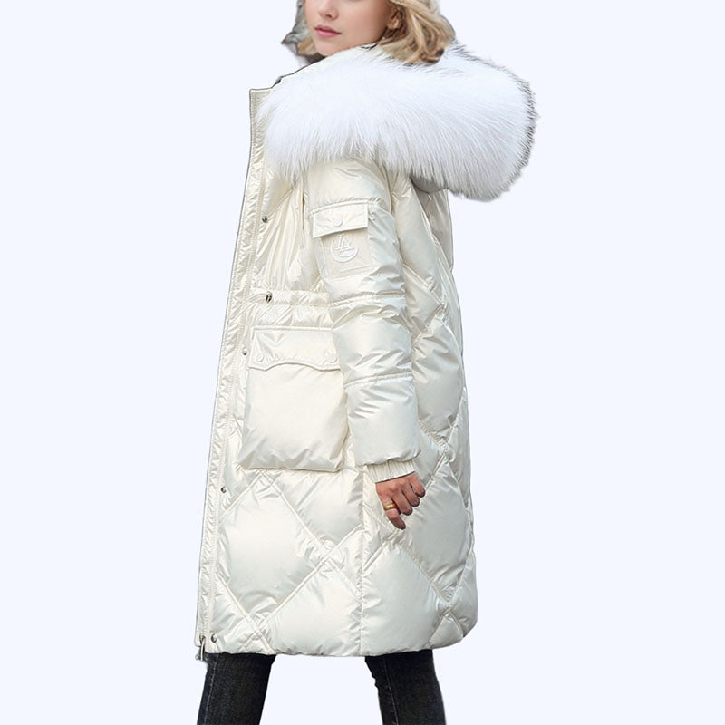 ❄️Winter Specials❄️ Women's Shimmering Quilted Winter Coat with Faux Fur Trim Hood