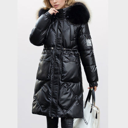 ❄️Winter Specials❄️ Women's Shimmering Quilted Winter Coat with Faux Fur Trim Hood