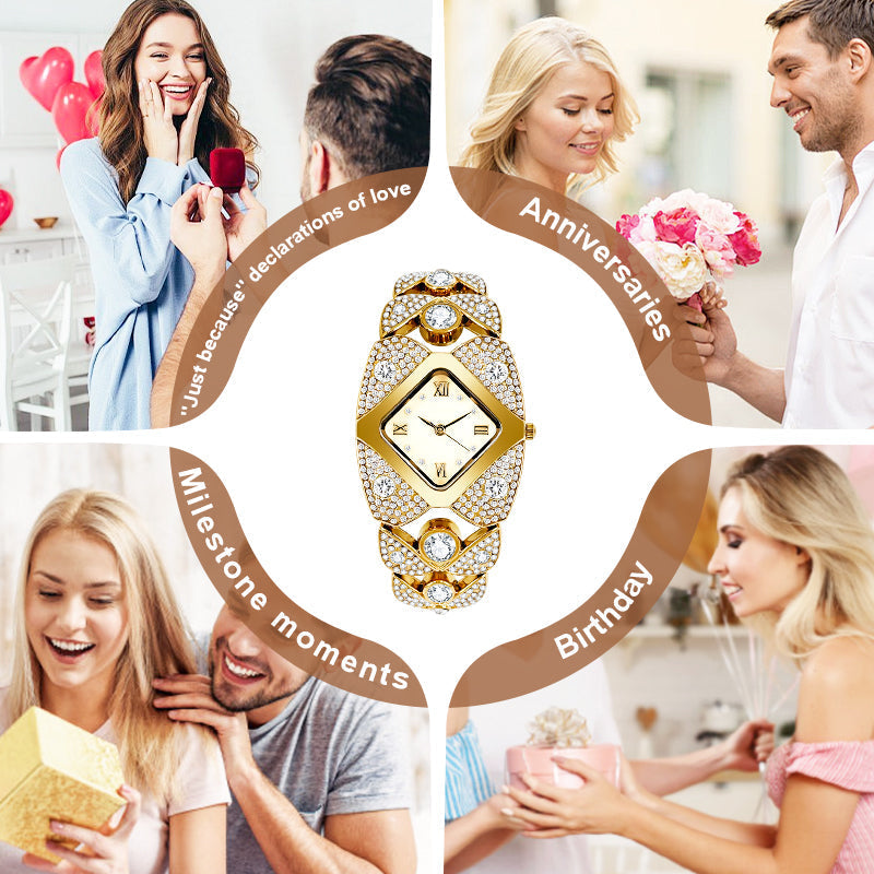 💎Ретро кварцов часовник с блестящи кристали⌚