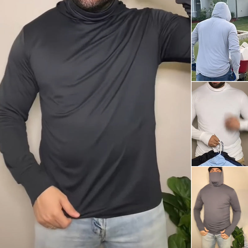 🥳SUMMER HOT SALE🥳💞50K+ SOLD!💥50% OFF! 🔥 Men's Lightweight Quick-Dry UV Protection Hoodie – Built-in Face Cover, 4-Way Stretch & Sweat-Wicking 💨