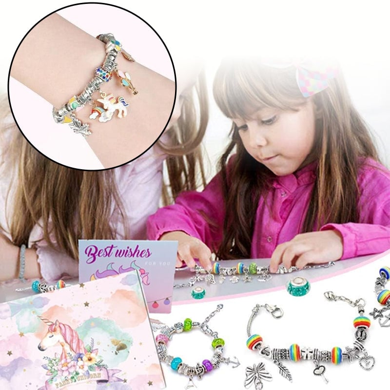 🎁 Charm Bracelet Making Kit - Includes Beads & Tools, Creative Fun for Kids/Adults, Perfect Gift Idea 👧📦