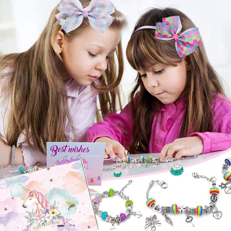 🎁 Charm Bracelet Making Kit - Includes Beads & Tools, Creative Fun for Kids/Adults, Perfect Gift Idea 👧📦