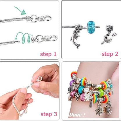 🎁 Charm Bracelet Making Kit - Includes Beads & Tools, Creative Fun for Kids/Adults, Perfect Gift Idea 👧📦