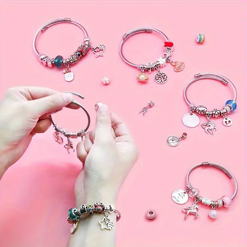 🎁 Charm Bracelet Making Kit - Includes Beads & Tools, Creative Fun for Kids/Adults, Perfect Gift Idea 👧📦