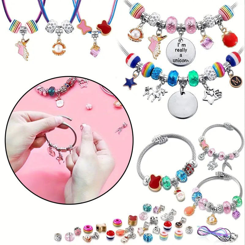 🎁 Charm Bracelet Making Kit - Includes Beads & Tools, Creative Fun for Kids/Adults, Perfect Gift Idea 👧📦
