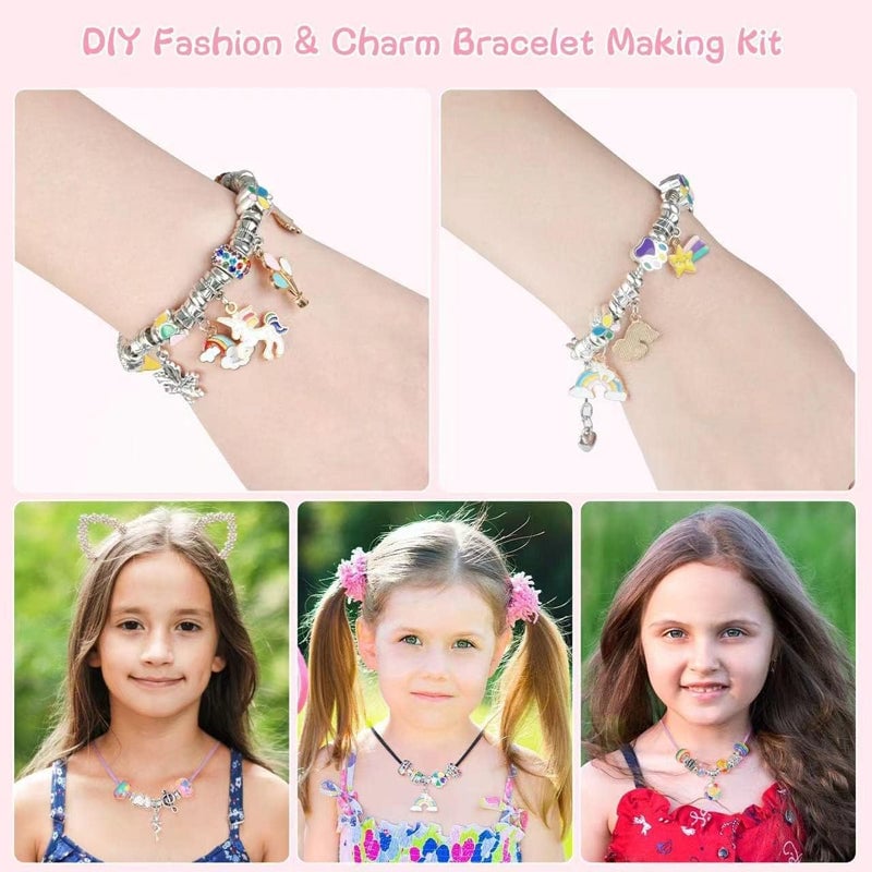 🎁 Charm Bracelet Making Kit - Includes Beads & Tools, Creative Fun for Kids/Adults, Perfect Gift Idea 👧📦