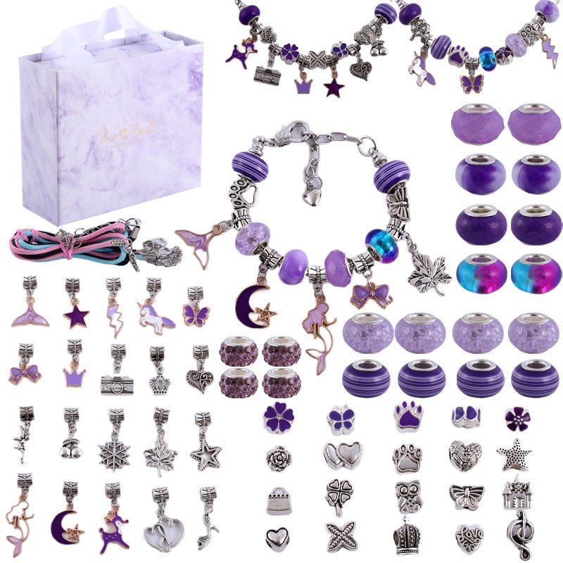 🎁 Charm Bracelet Making Kit - Includes Beads & Tools, Creative Fun for Kids/Adults, Perfect Gift Idea 👧📦