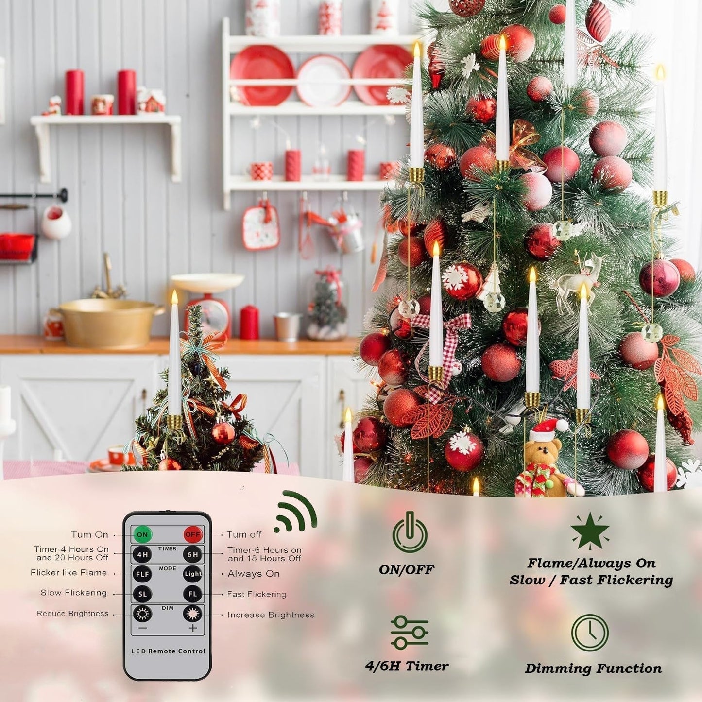 🎁🎄Прозрачна кристална топка LED коледна елха свещ🕯️