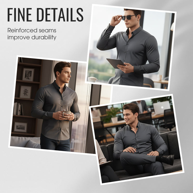 📢📢50% OFF !!!⏰Men's Solid Color Lapel Long Sleeve Button-Down Shirts