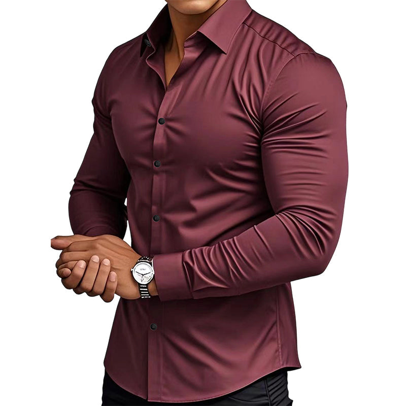 📢📢50% OFF !!!⏰Men's Solid Color Lapel Long Sleeve Button-Down Shirts
