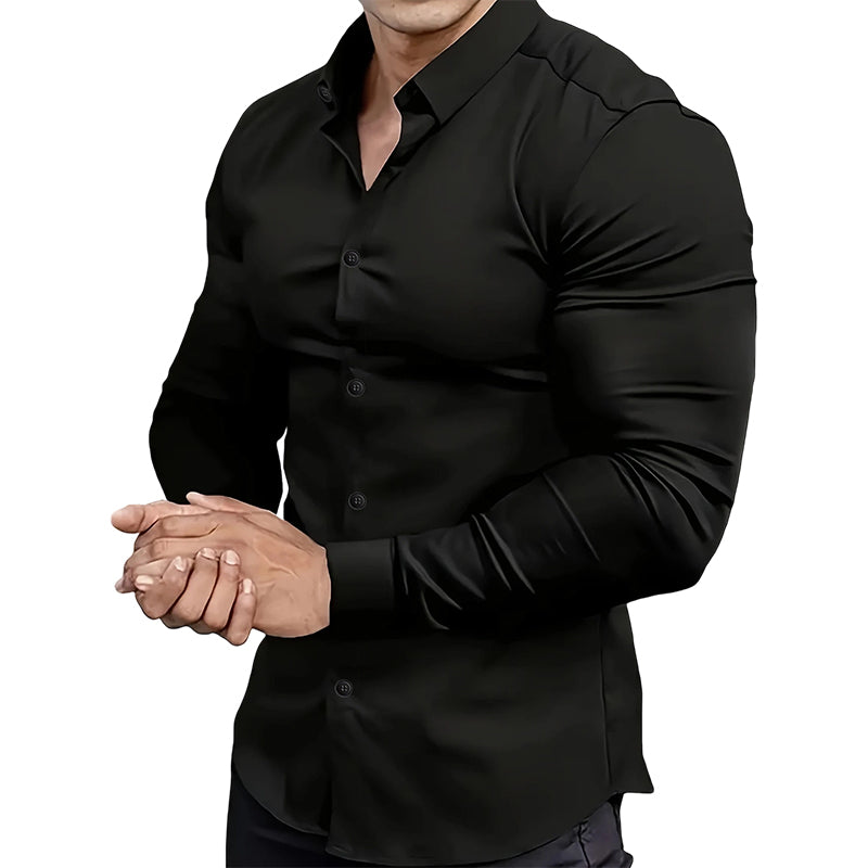 📢📢50% OFF !!!⏰Men's Solid Color Lapel Long Sleeve Button-Down Shirts