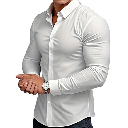 📢📢50% OFF !!!⏰Men's Solid Color Lapel Long Sleeve Button-Down Shirts