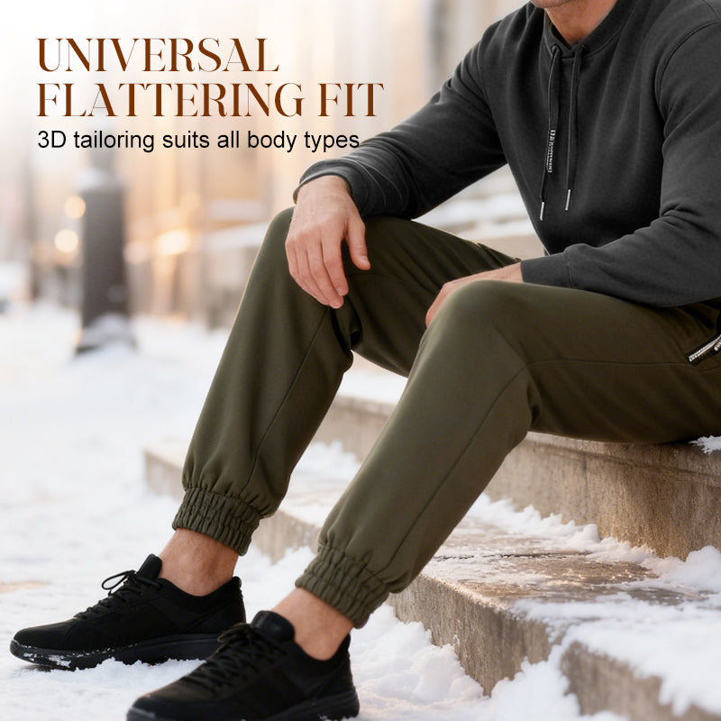 Men's Warm-Lined Waterproof Pants with Drawstring